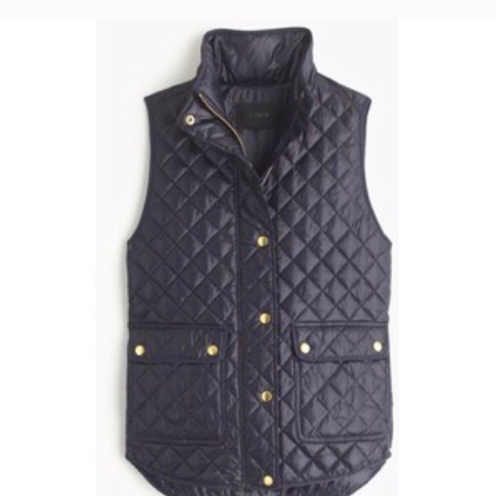 J. Crew Shiny Quilted Puffer Field Puffer Down Vest Metro Size XS